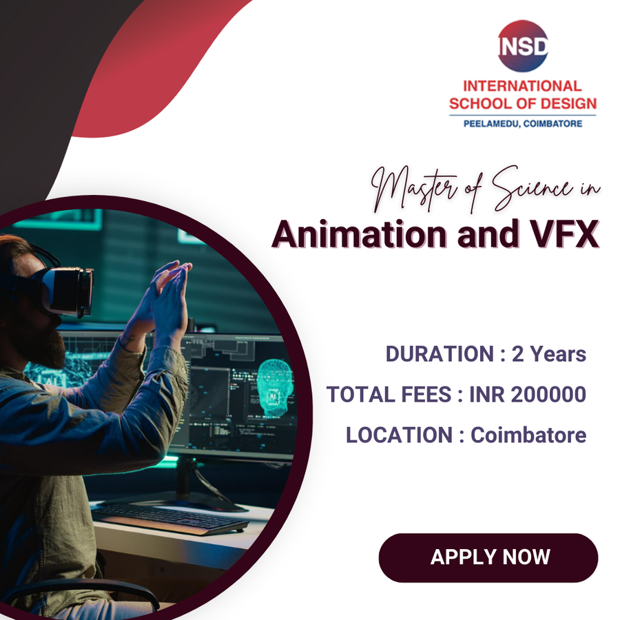 Master of Science in Animation and VFX at International School of Design, Coimbatore